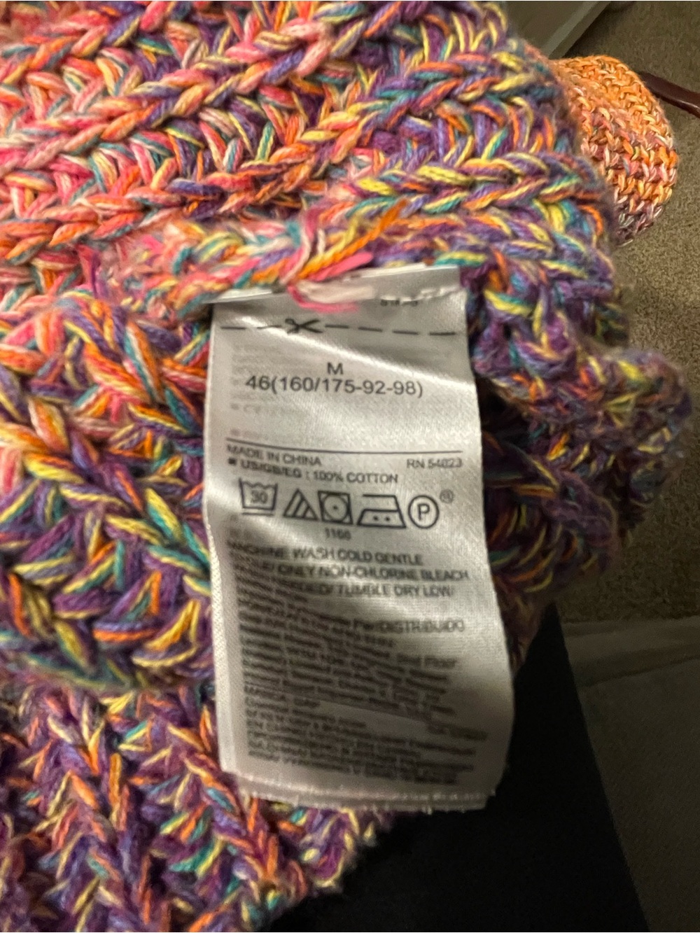 GAP Multicolor Gradient Knit Sweater, 100% Cotton Mock Turtleneck, Size M - Picture 5 of 5
